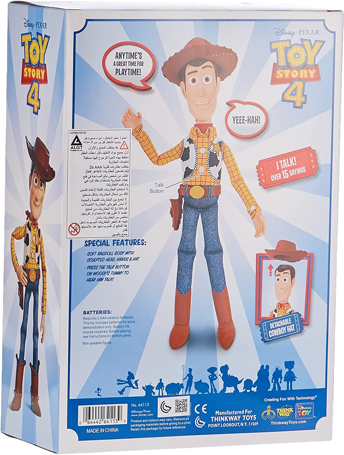 Disney Toystory Talking Woody B/O 16Inch, Multi-Colour